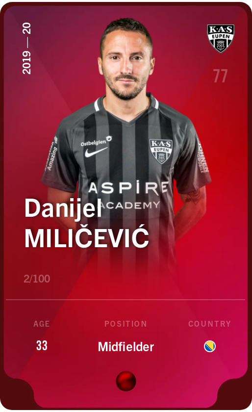 Sorare - Sorare Official - Danijel Miličević 2019-20 • Rare 2/100 - NFT # 67954785393009710812765925088719435748480099353896895736422895276384303705006