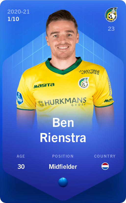Sorare - Sorare Official - Ben Rienstra 2020-21 • Super Rare 1/10 - NFT # 3461386555454232894264186390508798056468245728304711192361511850989404311485