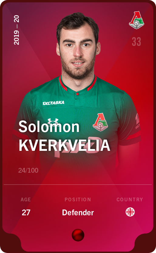 Sorare - Sorare Official - Solomon Kverkvelia 2019-20 • Rare 24/100 - NFT # 90324127918804802593112081166735995074772813045376756096925001856910128595461