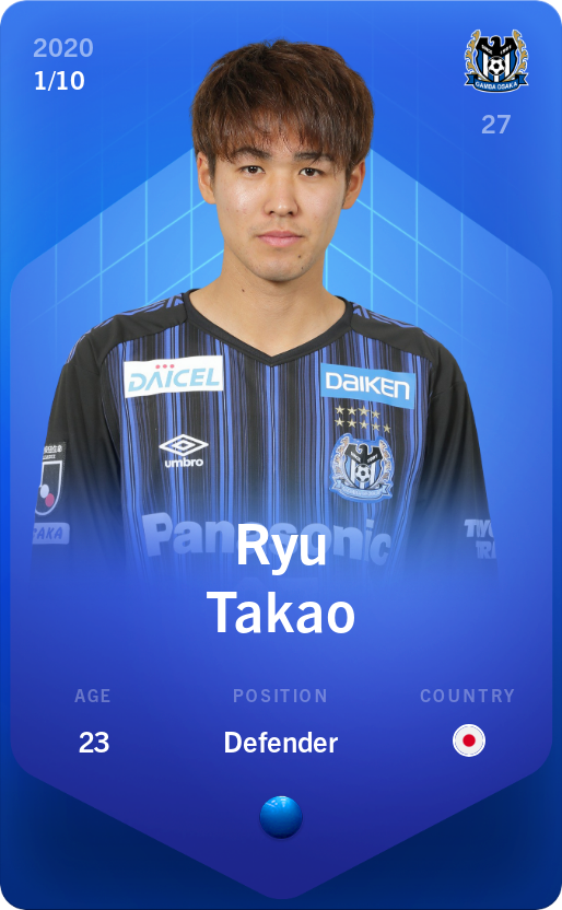 Sorare - Sorare Official - Ryu Takao 2020-21 • Super Rare 1/10 - NFT # 50211126061567417878084821848572714791880836491816695309326954941726384523272