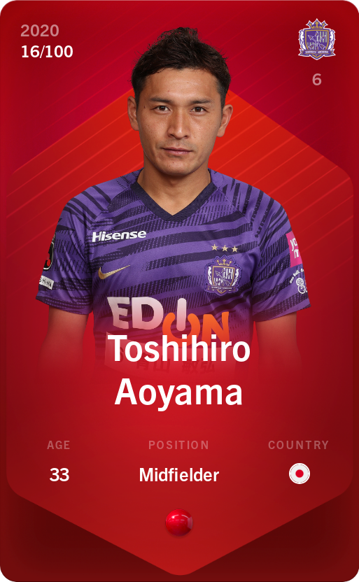 Sorare - Sorare Official - Toshihiro Aoyama 2020-21 • Rare 16/100 - NFT # 97095083124629458361613977239924581904964381457167966067509641979131039009175