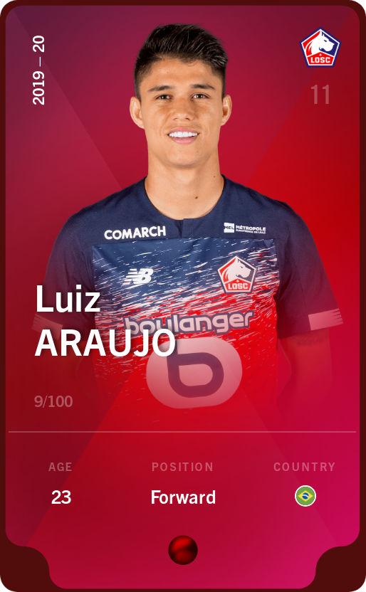 Sorare - Sorare Official - Luiz Araujo 2019-20 • Rare 9/100 - NFT # 97876343973241436454253745979792772009856355626039951651454252496745285743659