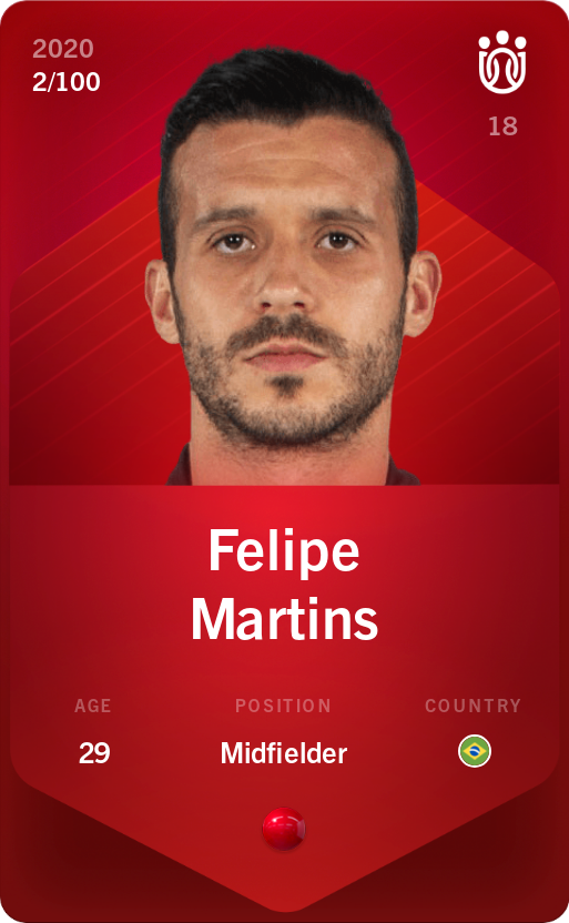 Sorare - Sorare Official - Felipe Martins 2020-21 • Rare 2/100 - NFT # 30025381437909423079730693002268853172099863107742885964048419037734594113602