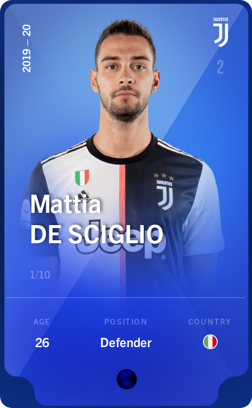 Sorare - Sorare Official - Mattia De Sciglio 2019-20 • Super Rare 1/10 - NFT # 89492202439670481571586821525236022989346729416880231551284560550326869424213