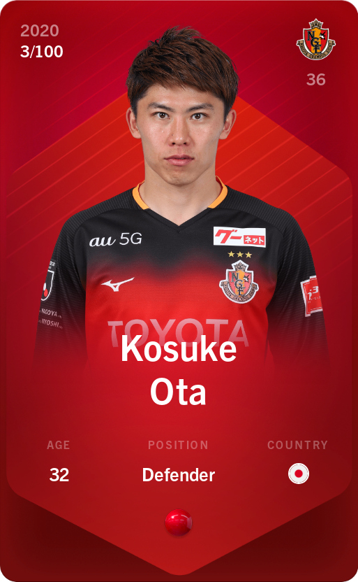 Sorare - Sorare Official - Kosuke Ota 2020-21 • Rare 3/100 - NFT # 60651548821128799317907392015599277403051550227655033323247296006973042952462