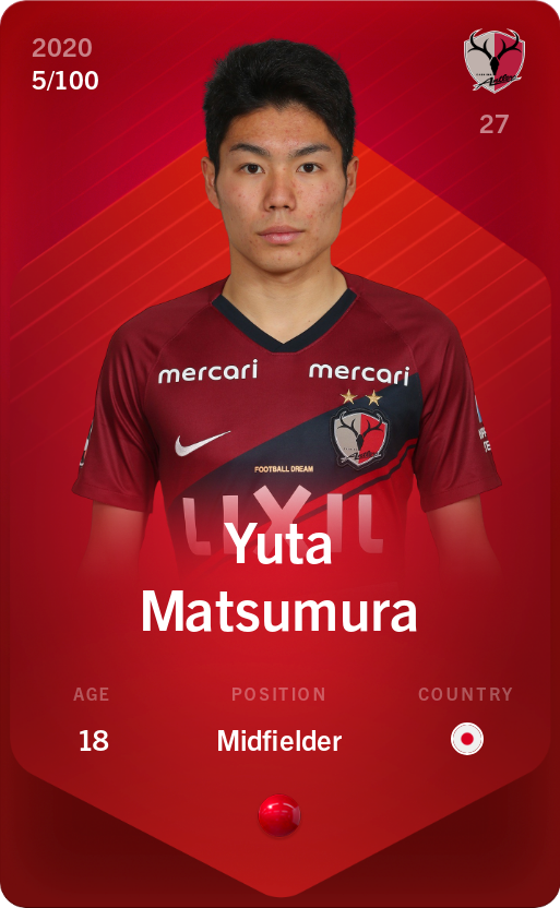 Sorare - Sorare Official - Yuta Matsumura 2020-21 • Rare 5/100 - NFT # 3513653643660840059251066874532149209415584167201587327399469478864625189179