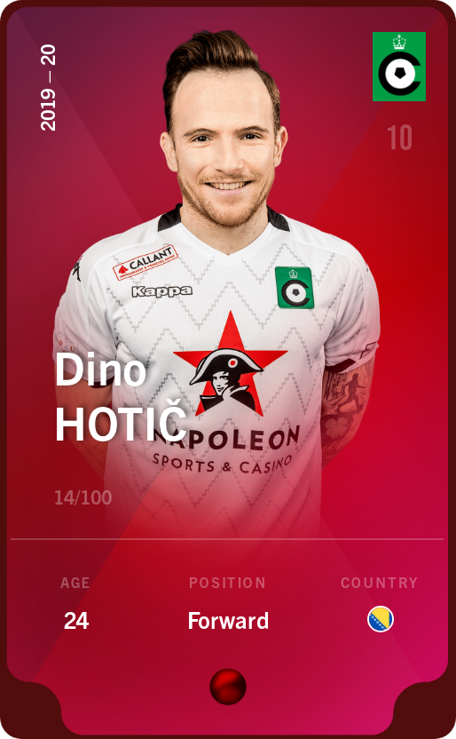 Sorare - Sorare Official - Dino Hotič 2019-20 • Rare 14/100 - NFT # 51299952811205552492015563814048819857365785555453350389219171282248174990318