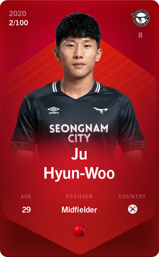 Sorare - Sorare Official - Ju Hyun-Woo 2020-21 • Rare 2/100 - NFT # 111033852259525015935487685623237484608698653334880006459374171562246721442362