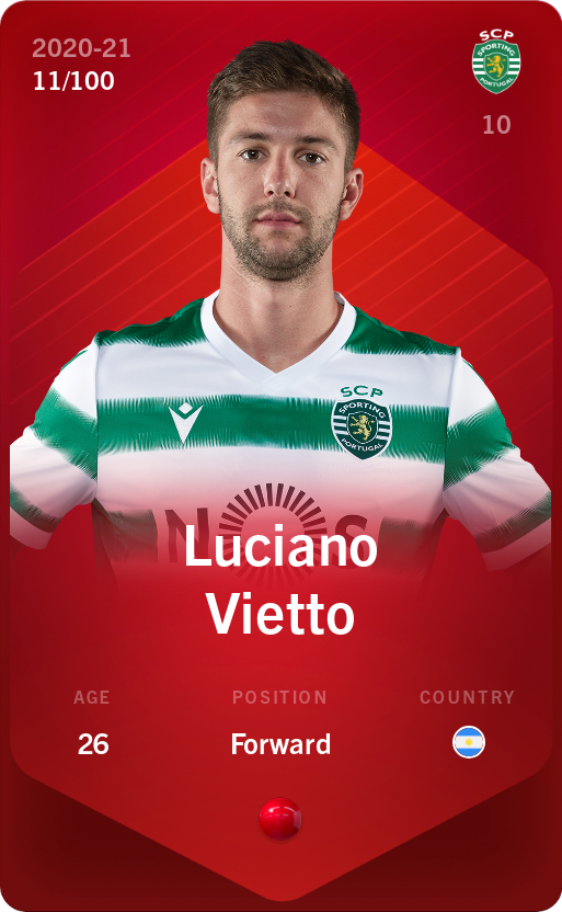 Sorare - Sorare Official - Luciano Vietto 2020-21 • Rare 11/100 - NFT # 104159632027370855340525351097570909446789935904468642875376733180789007151758