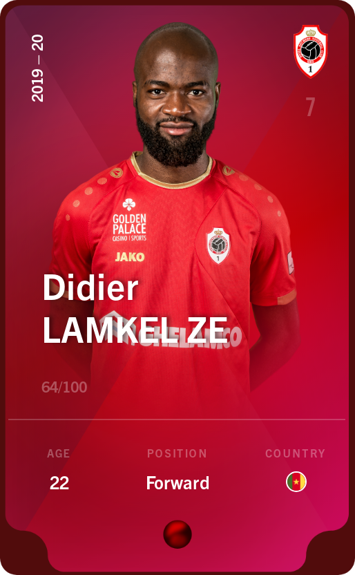 Sorare - Sorare Official - Didier Lamkel Ze 2019-20 • Rare 64/100 - NFT # 105897609745986268805331860619332916492163352682969698801101045246053937401678