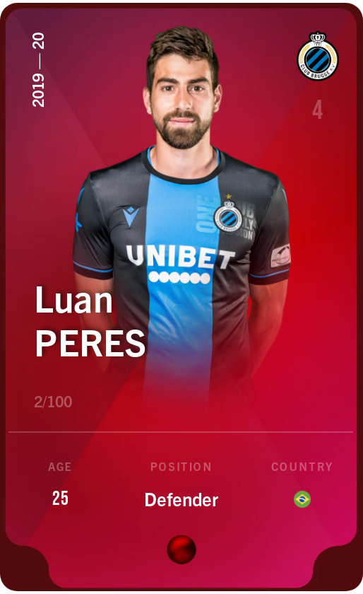 Sorare - Sorare Official - Luan Peres 2019-20 • Rare 2/100 - NFT # 19741277001190099605803800106599644871379107777356996709874082690983259502223