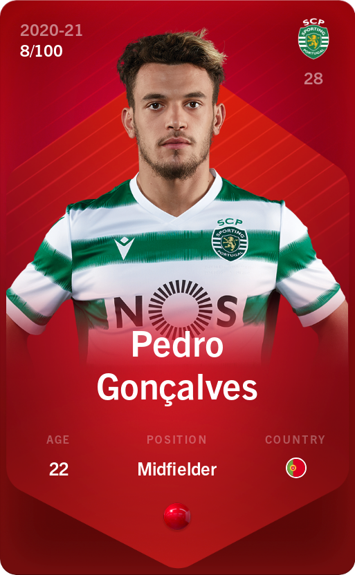 Sorare - Sorare Official - Pedro Gonçalves 2020-21 • Rare 8/100 - NFT # 106441806561566743013365731415944734110165911285842922425146322845472974129164