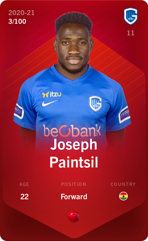 Sorare - Sorare Official - Joseph Paintsil 2020-21 • Rare 3/100 - NFT # 45023901692898305782449972390801091346100752204246710568505509949641430717046