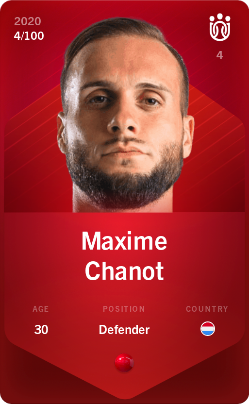 Sorare - Sorare Official - Maxime Chanot 2020-21 • Rare 4/100 - NFT # 36657845465633276810409960744916932322750743541194723292762880372056237921541