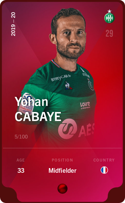 Sorare - Sorare Official - Yohan Cabaye 2019-20 • Rare 5/100 - NFT # 71575679481201289231741781432555497892433707687164116585045718145006647285471
