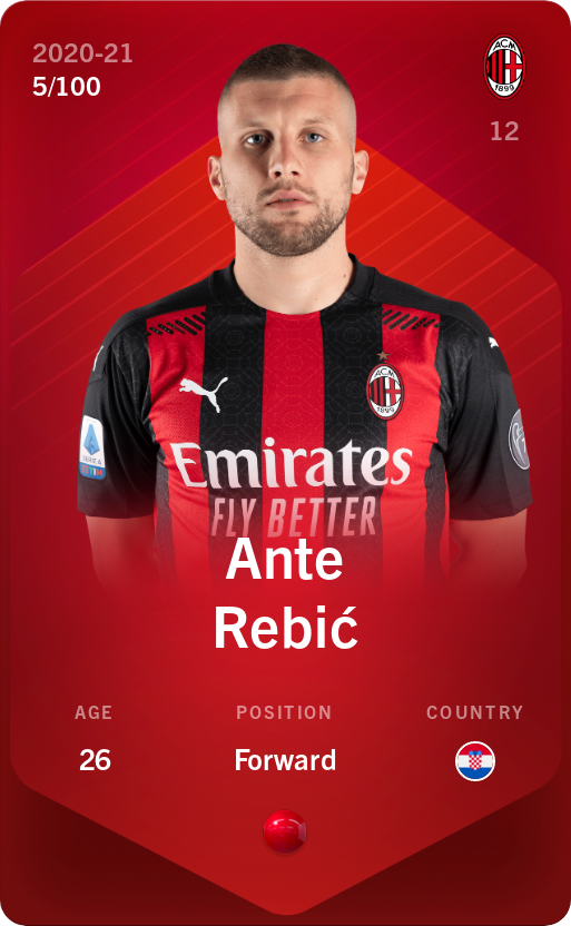 Sorare - Sorare Official - Ante Rebić 2020-21 • Rare 5/100 - NFT # 52244890943714300859836500495110231122620130167823789219096658972401464611826