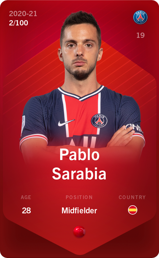 Sorare - Sorare Official - Pablo Sarabia 2020-21 • Rare 2/100 - NFT # 43203195482461557405270325999553065489351573423309716916270084532706042182903