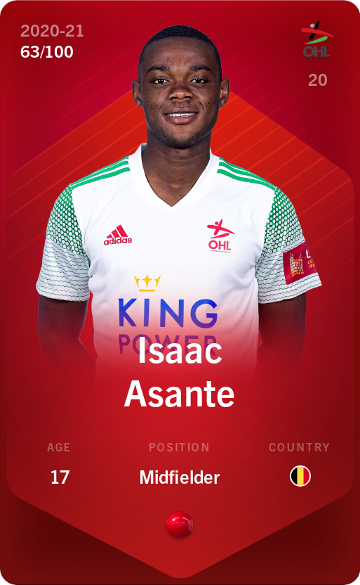 Sorare - Sorare Official - Isaac Asante 2020-21 • Rare 63/100 - NFT # 81080020479538744768532817642954940861416112646157136439426885082338314826789