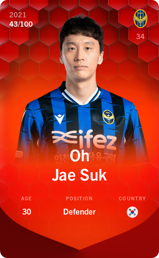 Sorare - Sorare Official - Oh Jae Suk 2021-22 • Rare 43/100 - NFT # 103304444607877010684362660013860153776413366531504257981820084348619663254166