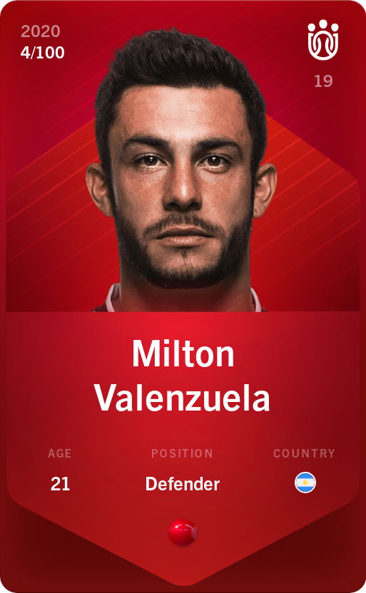 Sorare - Sorare Official - Milton Valenzuela 2020-21 • Rare 4/100 - NFT # 4732796253681346399919004646359996515582927199013754361550002411897699033950