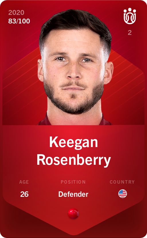 Sorare - Sorare Official - Keegan Rosenberry 2020-21 • Rare 83/100 - NFT # 1034387611147873514413111998987550072318252122989578601234683273382409291646