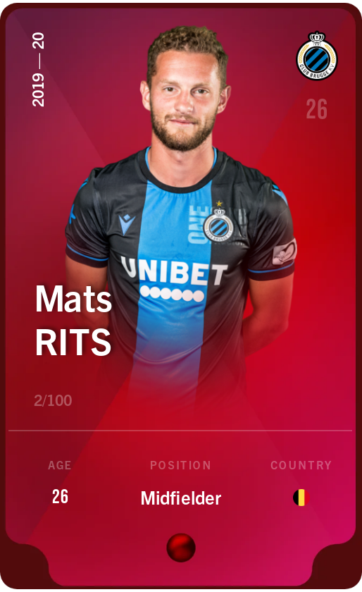 Sorare - Sorare Official - Mats Rits 2019-20 • Rare 2/100 - NFT # 47319993754993598074100176521722308045770229001461248276718854155255028095585