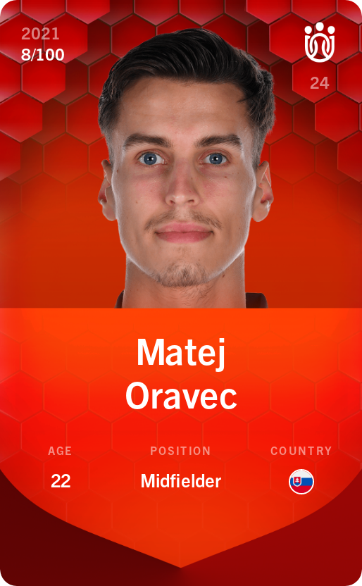 Sorare - Sorare Official - Matej Oravec 2021-22 • Rare 8/100 - NFT # 3879220911344636491296900631315727292117485113341958343390821847891815320609