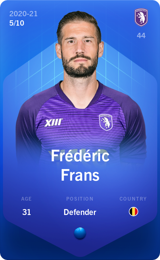 Sorare - Sorare Official - Frédéric Frans 2020-21 • Super Rare 5/10 - NFT # 59385423922583585067257217554794275487003679629325636320170178770657915765696