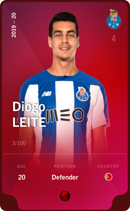 Sorare - Sorare Official - Diogo Leite 2019-20 • Rare 3/100 - NFT # 54707362472031212575011647272431716585350562713511332754108771955760914229724