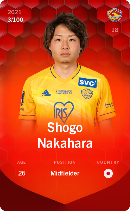 Sorare - Sorare Official - Shogo Nakahara 2021-22 • Rare 3/100 - NFT # 108179548961080483897947653780547804745824140705940436722567532582134160535064