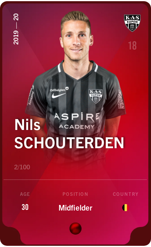 Sorare - Sorare Official - Nils Schouterden 2019-20 • Rare 2/100 - NFT # 10248109961735052460988109725376355969662060410260131920689947486805593565500