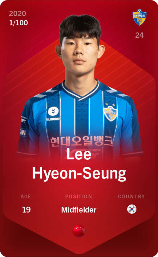 Sorare - Sorare Official - Lee Hyeon-Seung 2020-21 • Rare 1/100 - NFT # 90191863452773646390255586639136755254487146082296781723988965347778655025436