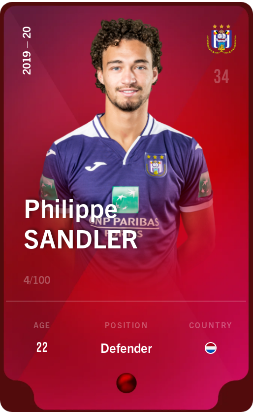 Sorare - Sorare Official - Philippe Sandler 2019-20 • Rare 4/100 - NFT # 82278900645838666431469174486717274114067676611019050634186803071283458006056