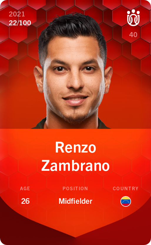 Sorare - Sorare Official - Renzo Zambrano 2021-22 • Rare 22/100 - NFT # 75179677536703305354300431990051636754450071065888967413679080652984662856124