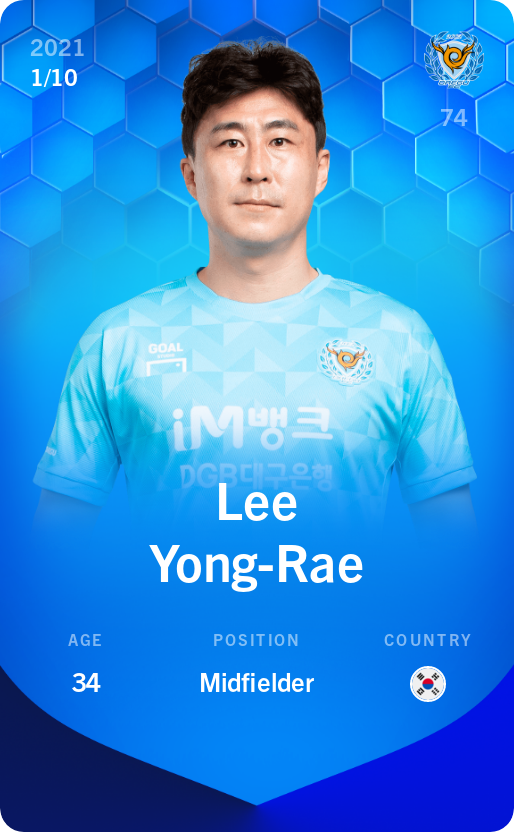 Sorare - Sorare Official - Lee Yong-Rae 2021-22 • Super Rare 1/10 - NFT # 22340573224613897842111212878396797707695716130696941259927249009864309223048
