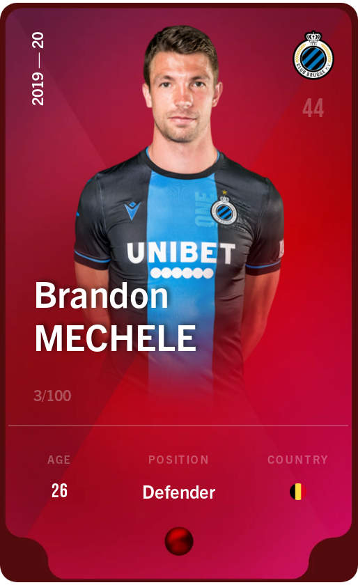 Sorare - Sorare Official - Brandon Mechele 2019-20 • Rare 3/100 - NFT # 109947398952619609809326920302016839103862986685218581918969387048527089352364