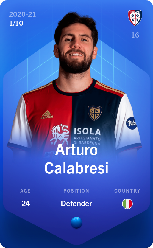 Sorare - Sorare Official - Arturo Calabresi 2020-21 • Super Rare 1/10 - NFT # 44012210648065578753250184394265983192101362097409186497904656568640737970654