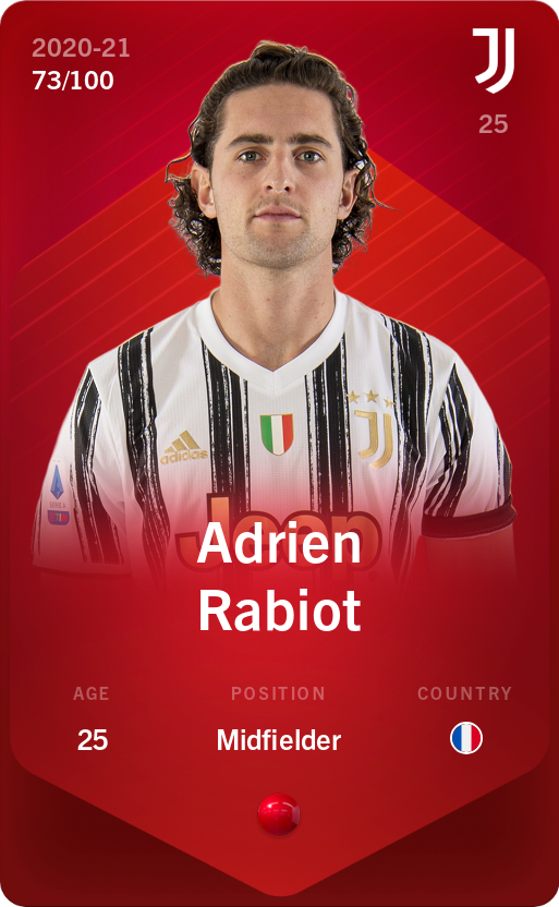 Sorare - Sorare Official - Adrien Rabiot 2020-21 • Rare 73/100 - NFT # 95578121645737563744246646506335918186534974581119645361719072343862733879313