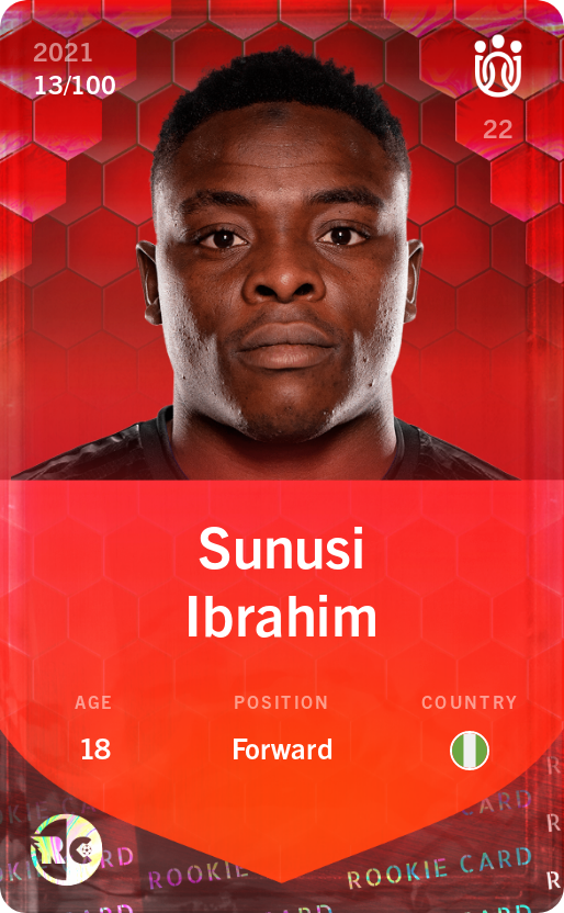 Sorare - Sorare Official - Sunusi Ibrahim 2021-22 • Rare 13/100 - NFT # 64352372061380966813647611197305629629661567296743381754013628577013901588166