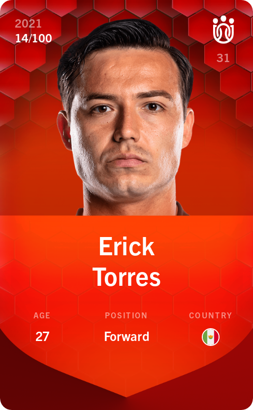 Sorare - Sorare Official - Erick Torres 2021-22 • Rare 14/100 - NFT # 7549400938343277238756819796942493273481738598339348971363567026817434749104