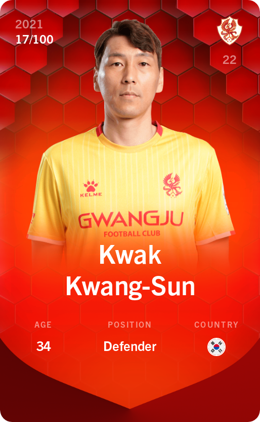 Sorare - Sorare Official - Kwak Kwang-Sun 2021-22 • Rare 17/100 - NFT # 9856730672933445358670637808626531469047724296624152675357261743926163250287