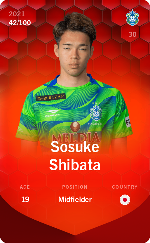 Sorare - Sorare Official - Sosuke Shibata 2021-22 • Rare 42/100 - NFT # 15121564714249477559165173252023905758746991941497709907711178629239477430498