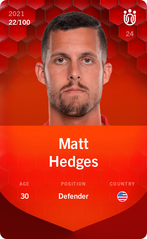 Sorare - Sorare Official - Matt Hedges 2021-22 • Rare 22/100 - NFT # 94672740180911015565584964612668069900131036955292496753848067756106714033340