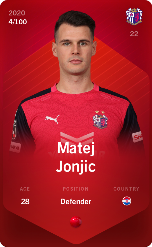 Sorare - Sorare Official - Matej Jonjic 2020-21 • Rare 4/100 - NFT # 23442743472793702915942626630368484114176799783998111260028056506567949286938