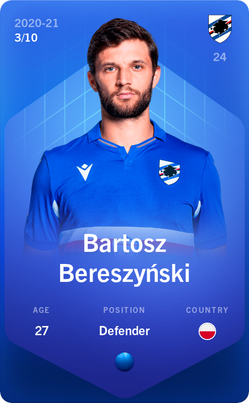 Sorare - Sorare Official - Bartosz Bereszyński 2020-21 • Super Rare 3/10 - NFT # 67032840846098813830366063885961339418559533603433172074186924747681200969415