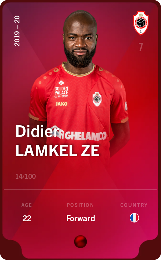 Sorare - Sorare Official - Didier Lamkel Ze 2019-20 • Rare 14/100 - NFT # 48795329541695267751359436789354157865878017686015915836350714186405055333969