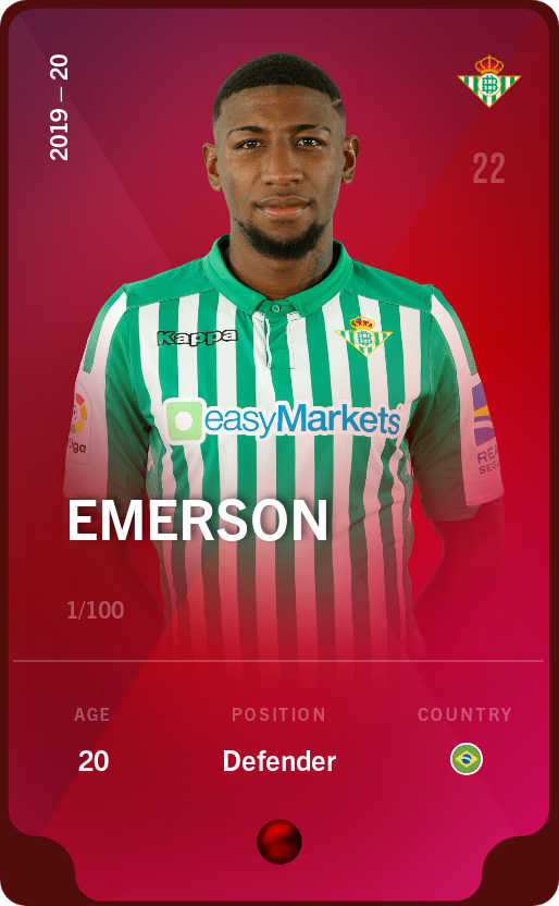 Sorare - Sorare Official - Emerson 2019-20 • Rare 1/100 - NFT # 18217226173108820528447588380937922973246134723885226204567589380225187680351