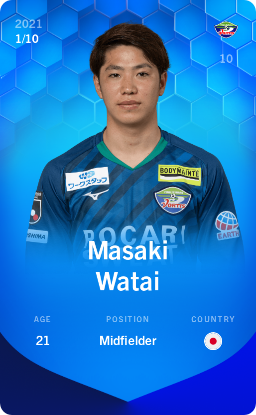 Sorare - Sorare Official - Masaki Watai 2021-22 • Super Rare 1/10 - NFT # 54763412876325366748304283052110523197600932321322032788504970660031119025099