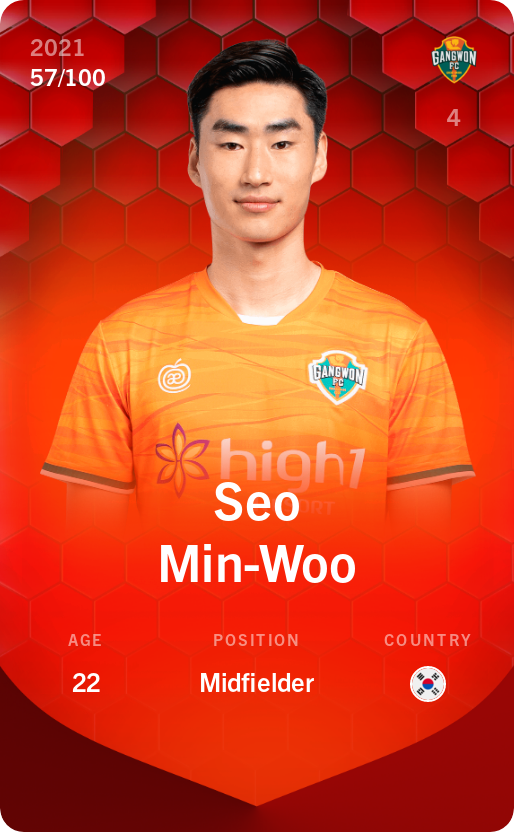 Sorare - Sorare Official - Seo Min-Woo 2021-22 • Rare 57/100 - NFT # 54739553906201613108527180777035136710746838144509071149573787404289001391397