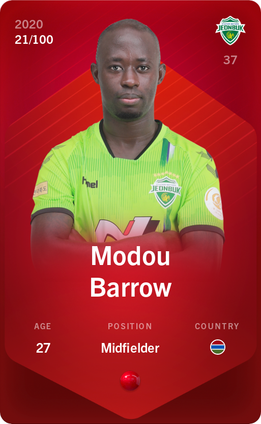 Sorare - Sorare Official - Modou Barrow 2020-21 • Rare 21/100 - NFT # 3911489008871274391847804387749408854615180933191762755164959360857936481076